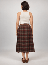 Jupe midi évasée à carreaux et ceinture – THS52123QST2