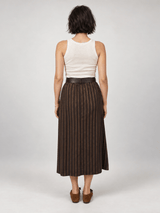 Jupe longue évasée à rayures et ceinture – THS52123RG2