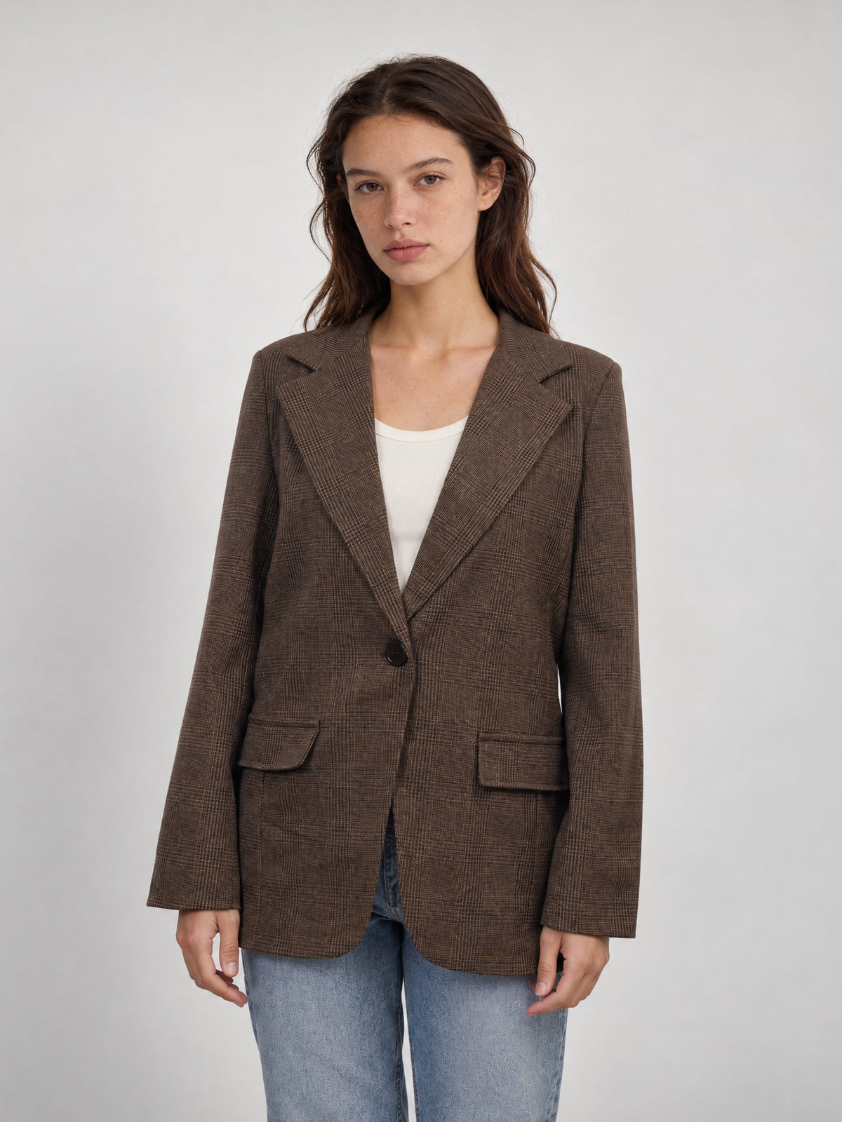 Veste blazer structurée à carreaux – THS55320PO1