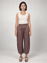 Pantalon en coton à carreaux taille élastiquée — THS67625PC158