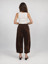 Pantalon large en velours côtelé à taille élastiquée – THS67625VE5
