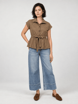 Veste légère pied-de-poule à ceinture nouée – THS72626P08