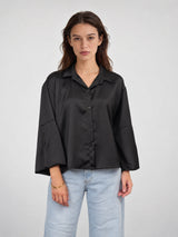 Chemise satinée ample à col chemisier – THS78726RP