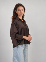 Chemise satinée ample à col chemisier – THS78726RP
