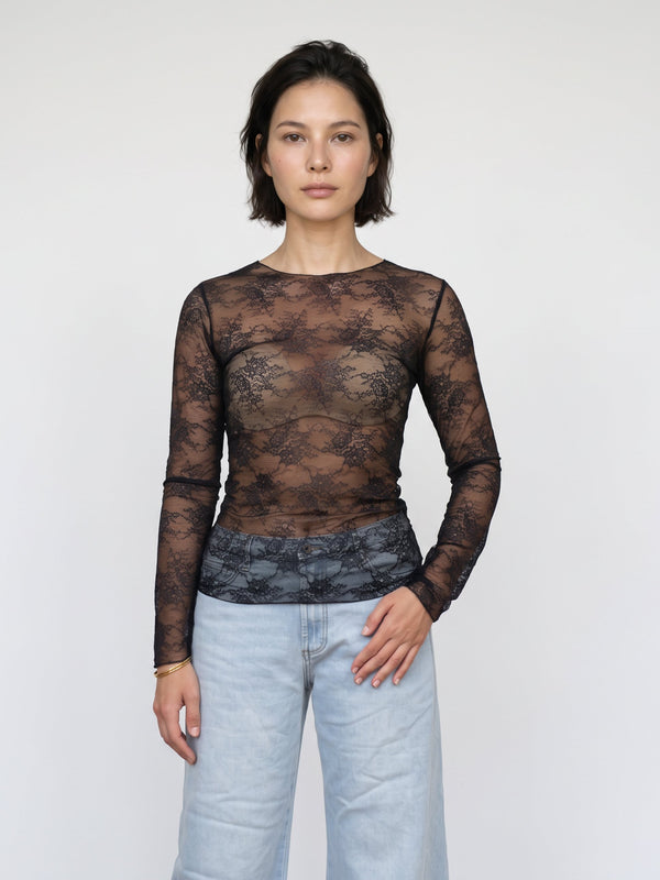 Top en dentelle manches longues – THS83325PI15
