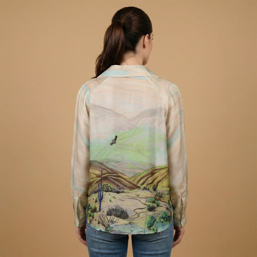Satin tunic with desert landscape print – KD7365VS-34 