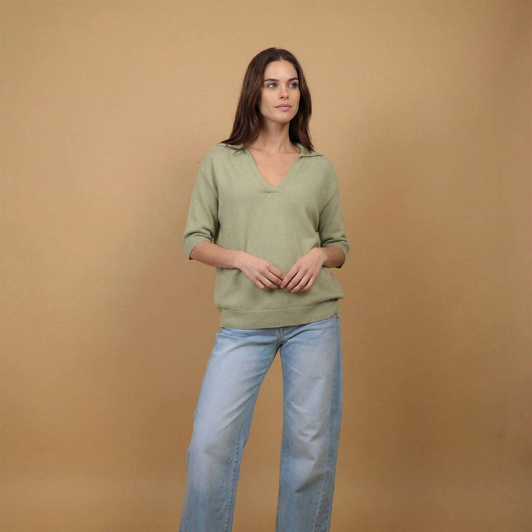 Pull maille fine col polo YF520911