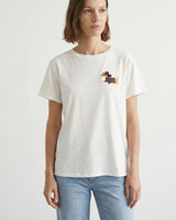 T-shirt col rond en coton brodé teckel YCM26188-2