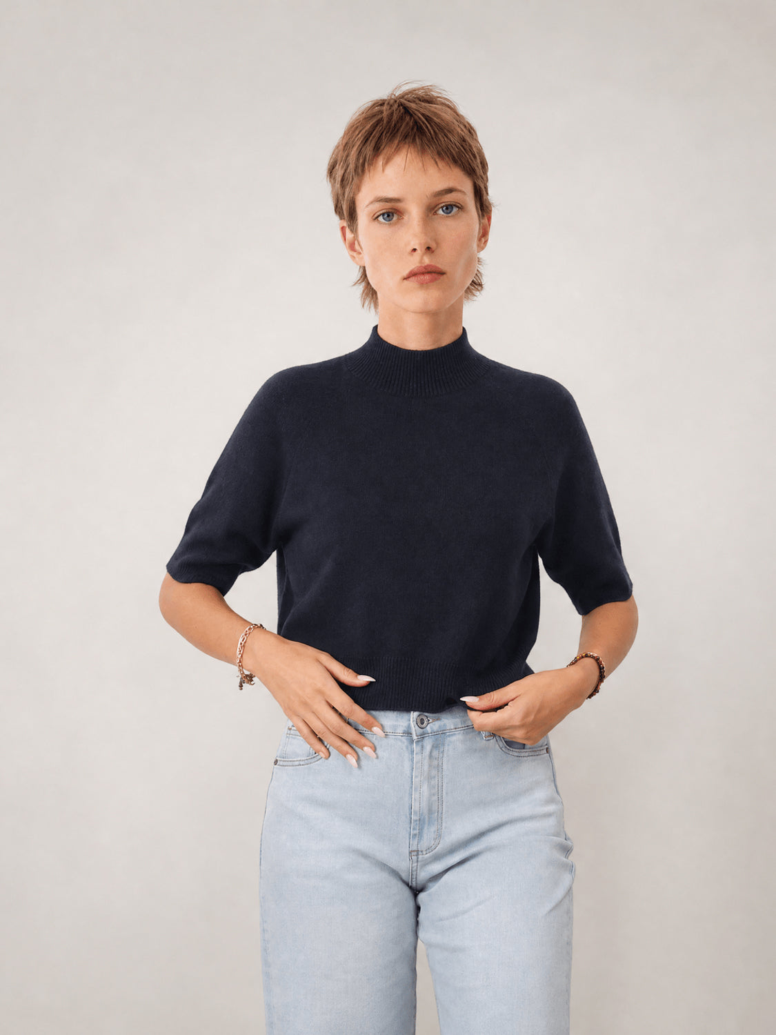 Pull col montant manches courtes YF570117