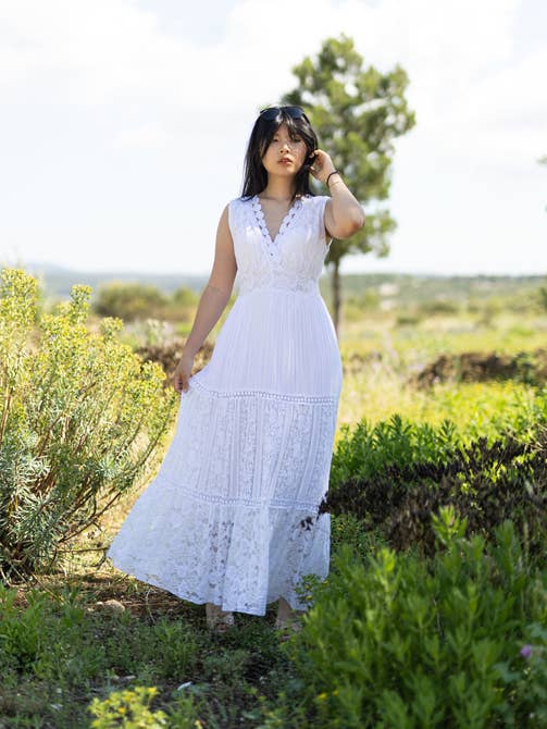 Long Dress with English Embroidery 9674