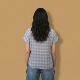 Plaid top tied at the side TDM09026
