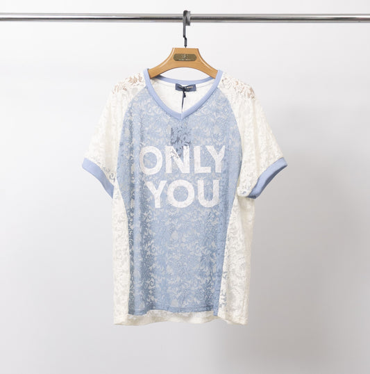 T-shirt en dentelle imprimé "ONLY YOU" - BCG03208
