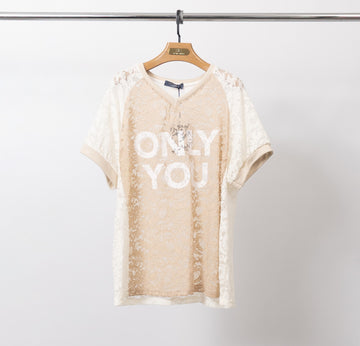 T-shirt en dentelle imprimé "ONLY YOU" - BCG03208