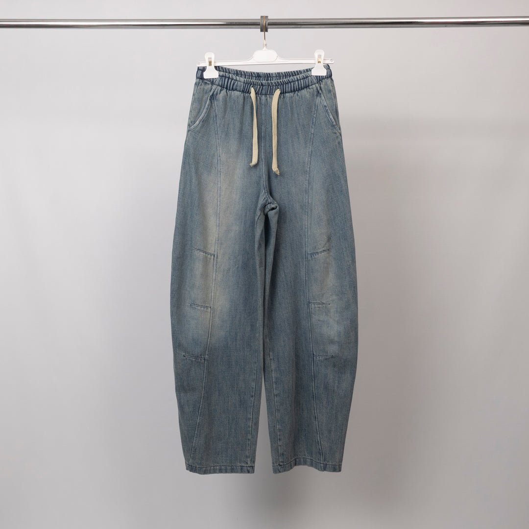 Balloon-cut denim trousers with elasticated waist – BCG03295