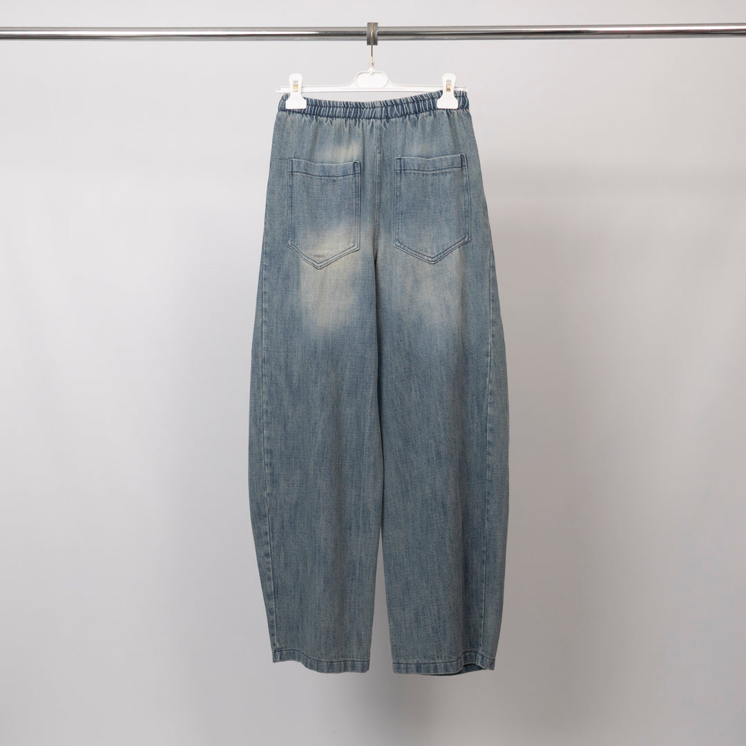 Balloon-cut denim trousers with elasticated waist – BCG03295