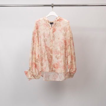 Chemise col mao imprimé floral fluide – BCR02583