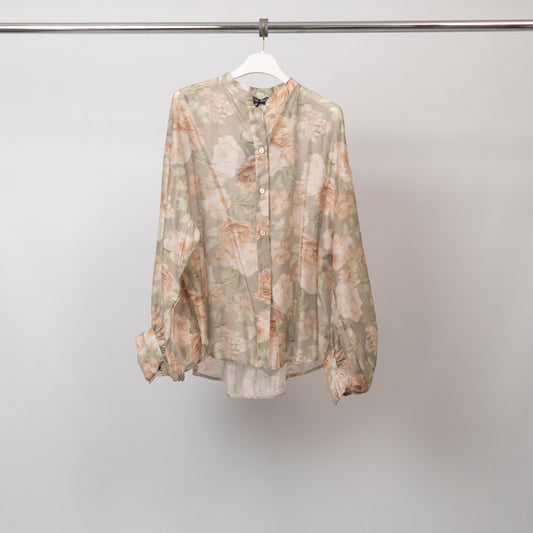 Chemise col mao imprimé floral fluide – BCR02583