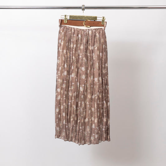 Jupe plissée fleurie avec ceinture - BCR02593