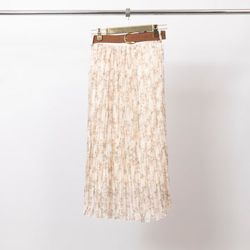 Jupe plissée fleurie avec ceinture - BCR02593