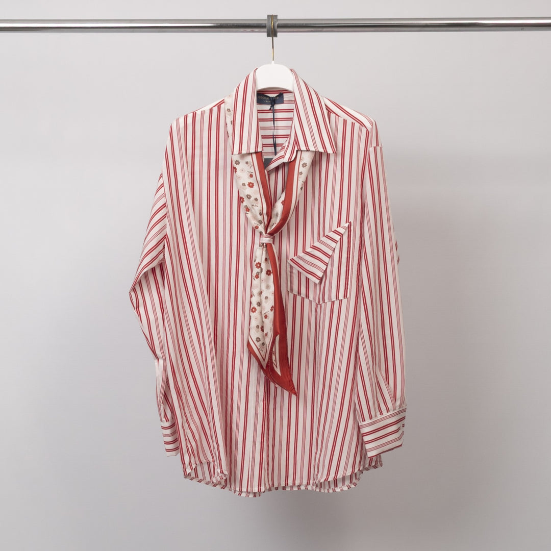 Striped shirt with scarf tied at the collar – BCR02606-3 