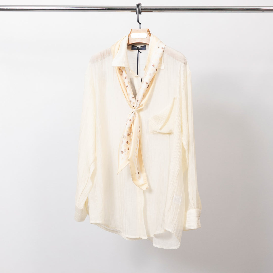 Flowy shirt with integrated scarf - BCR02606