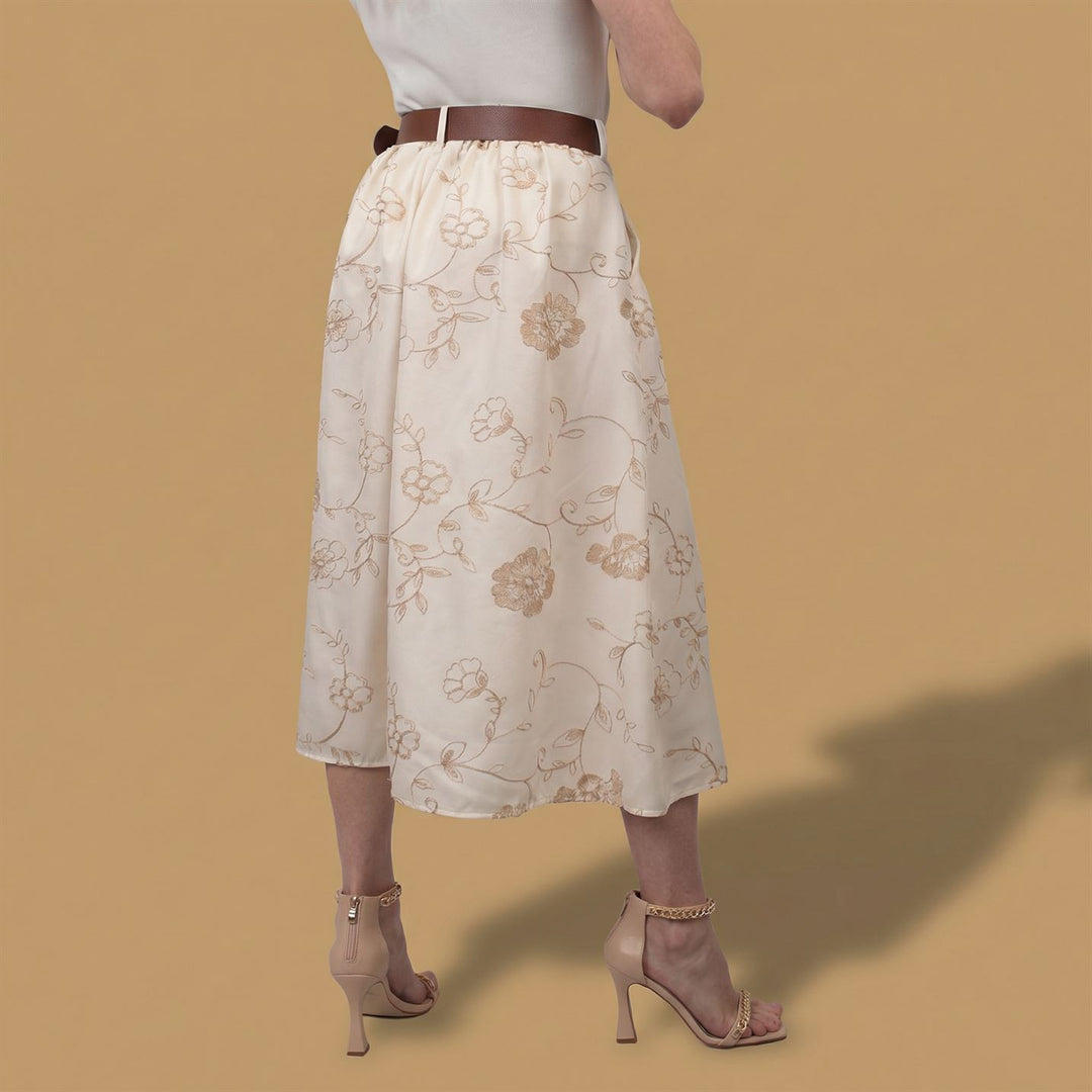 Jupe midi fleurie ceinture incluse TDM52123-67