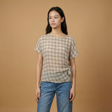 Plaid top tied at the side TDM09026