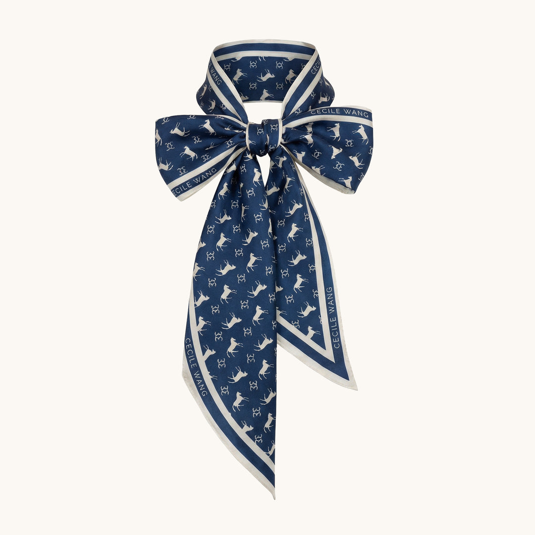 Foulard satiné imprimé graphique fluide KD9925VS-2