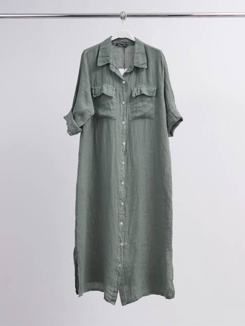 Linen Shirt Dress 14730