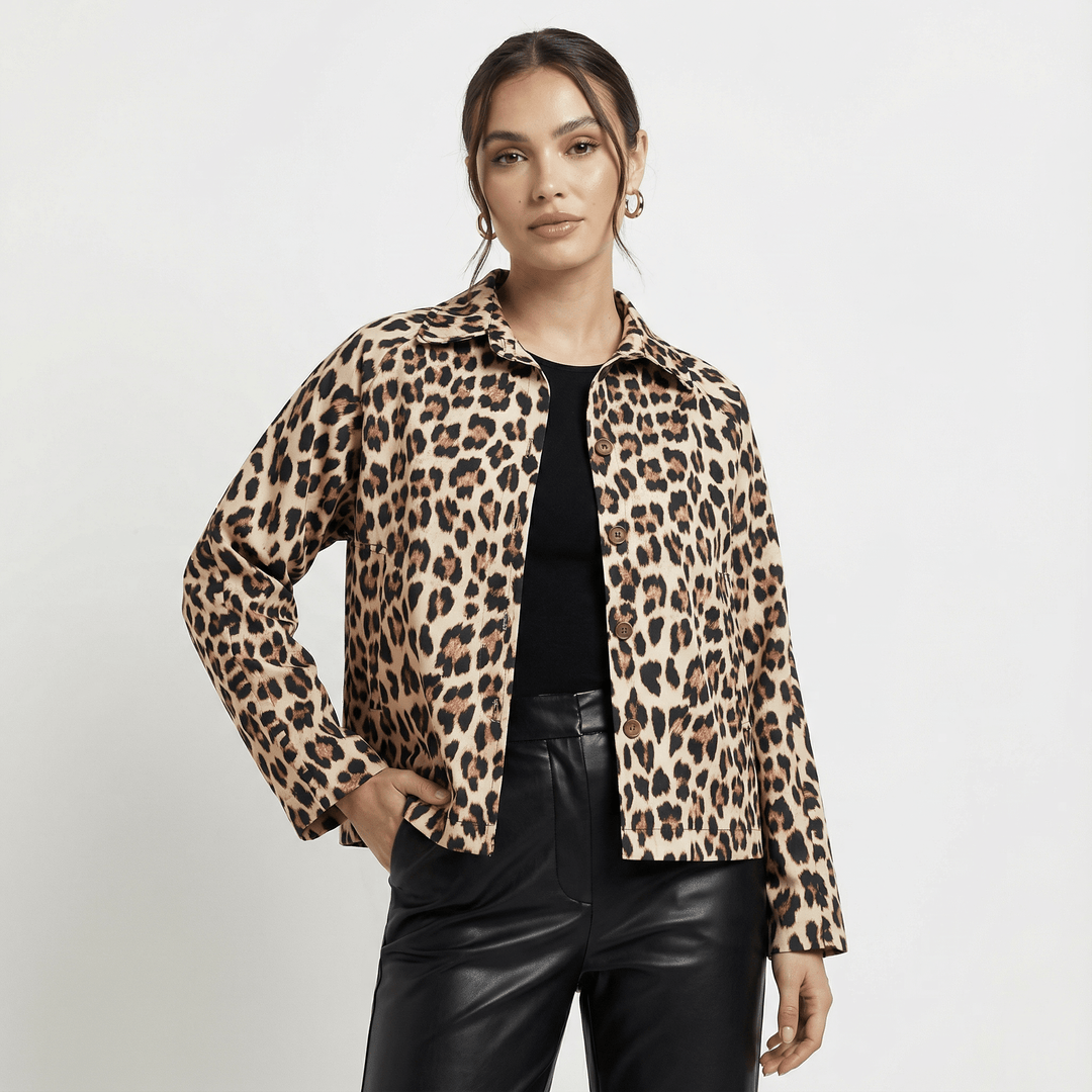 Short Leopard Print Coat DB13458-2