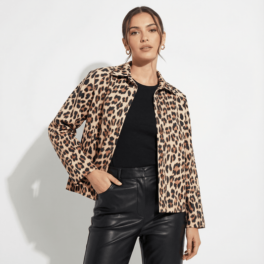 Manteau Court Motif Léopard DB13458-2