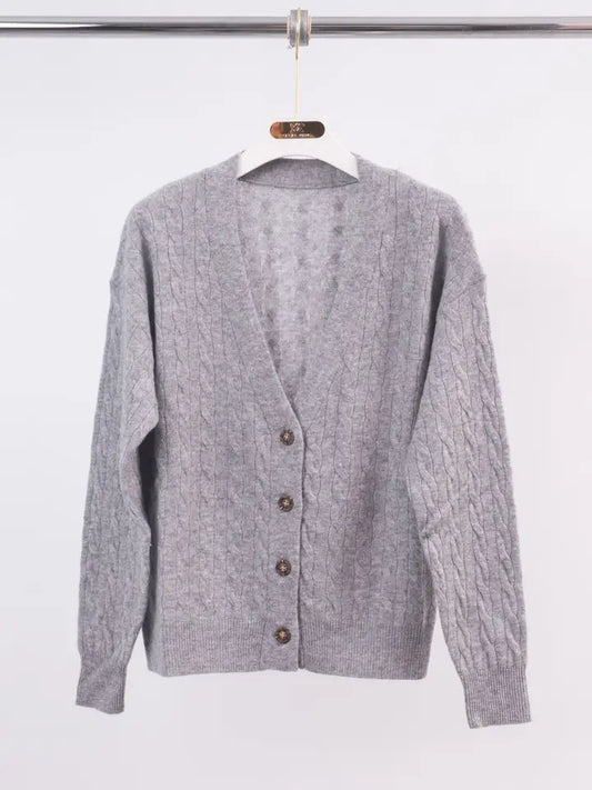 Gilet torsadé en laine et cachemire boutonné devant – HYC2985