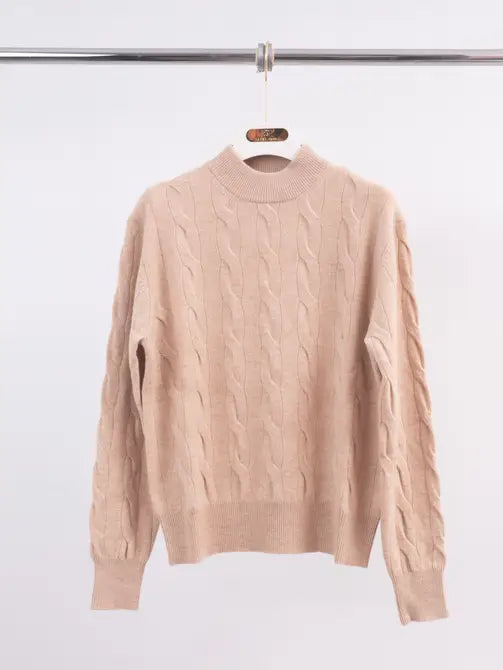 Product title: cable knit wool and cashmere turtleneck sweater – hyc2987