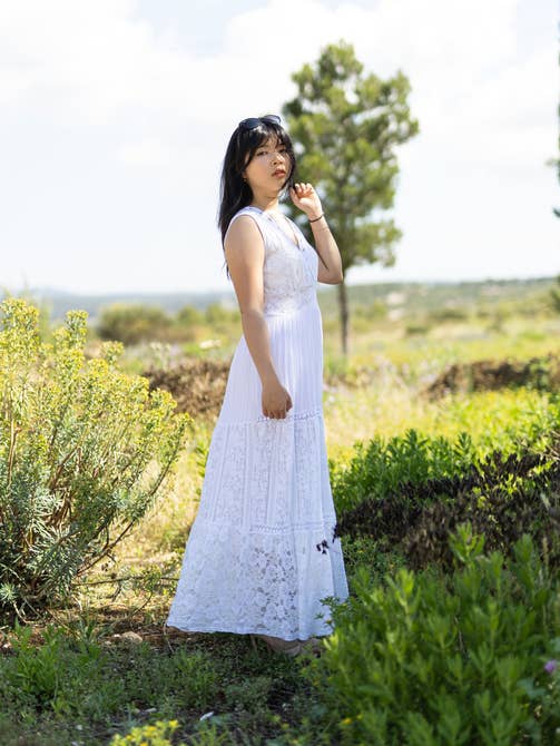 Long dress with english embroidery 9674