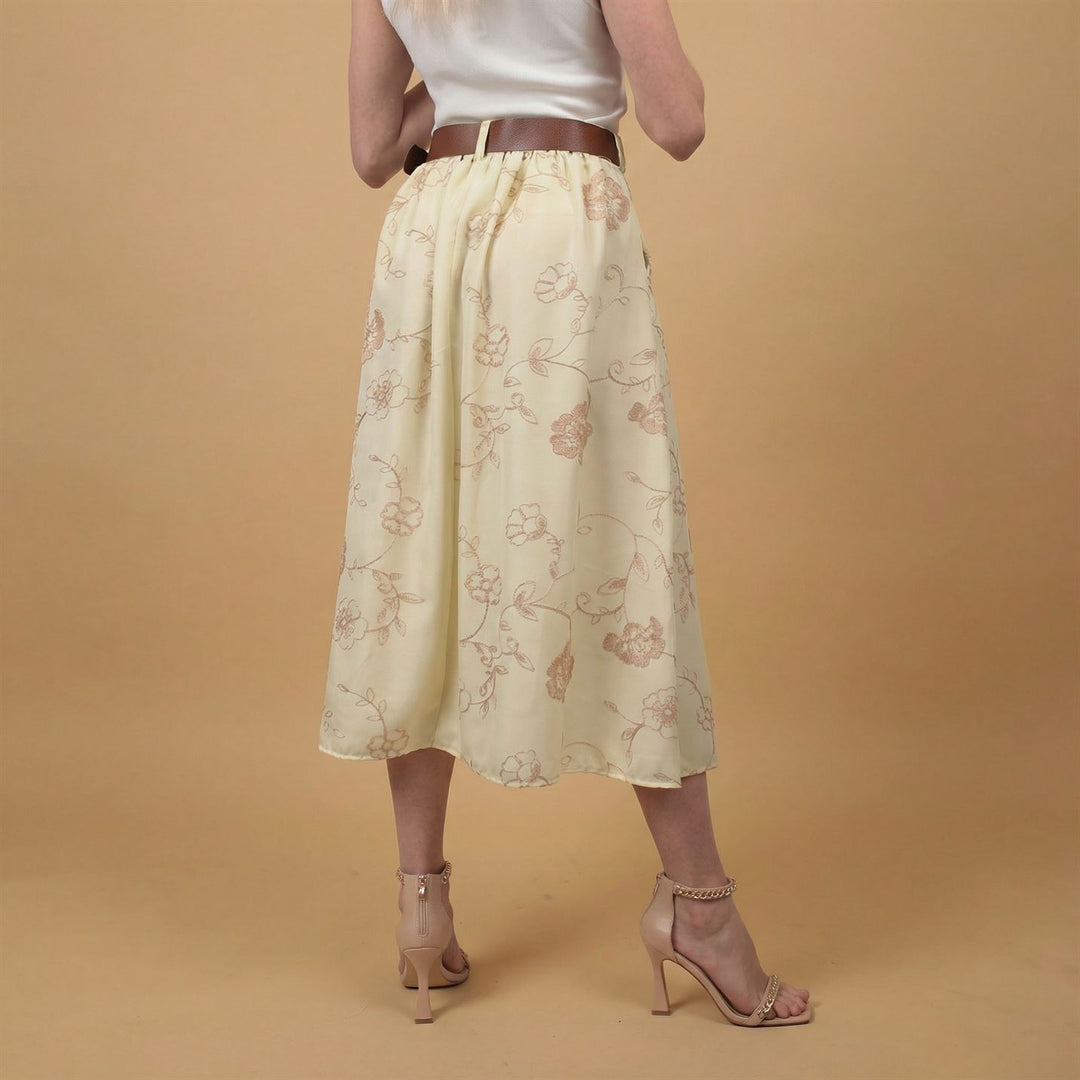 Jupe midi fleurie ceinture incluse TDM52123-67