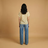 Plaid top tied at the side TDM09026