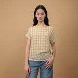 Plaid top tied at the side TDM09026