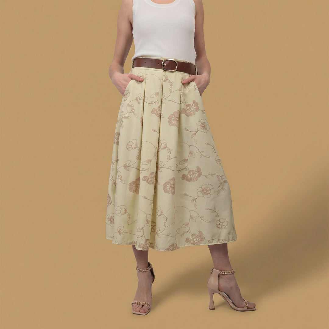 Jupe midi fleurie ceinture incluse TDM52123-67