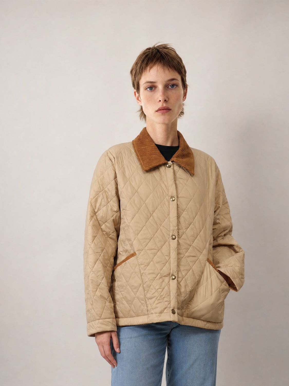 Veste matelassée à col côtelé KD9971-2