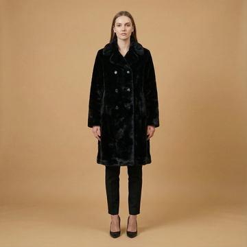 Manteau long en fausse fourrure à double boutonnage CLG2511