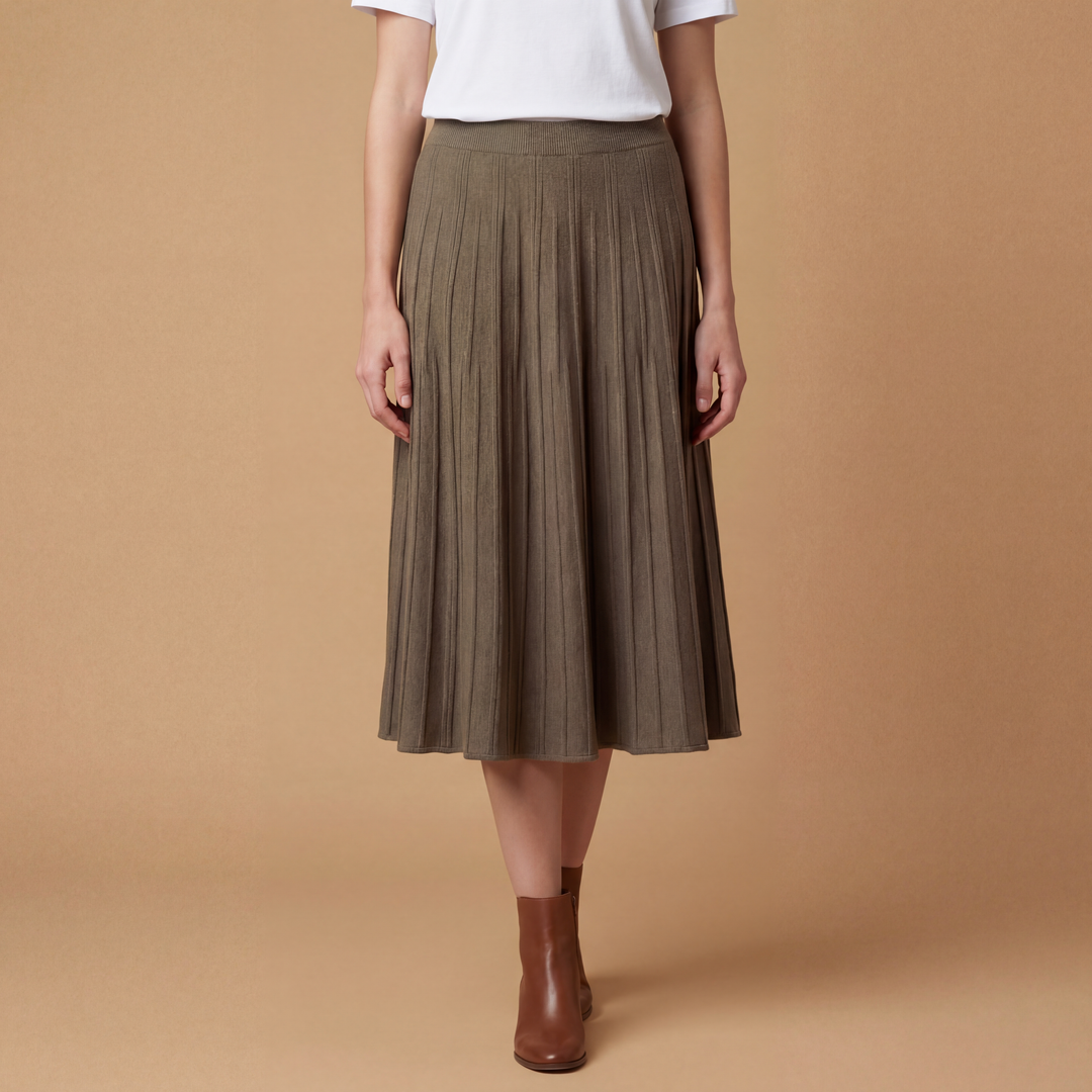 HY81194 pleated midi skirt in fluid knit