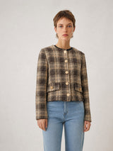 Veste tweed à boutons bijoux MF55014-2