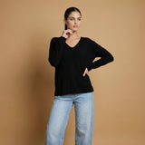 Fine knit sweater V-neck long sleeves YF12018 