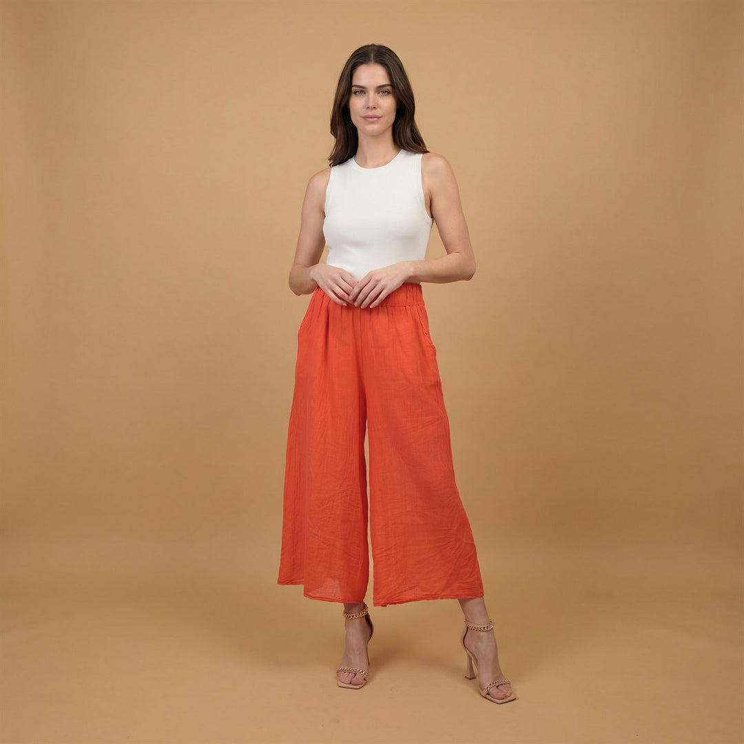 Wide-leg cotton trousers, one size fits all DB14576