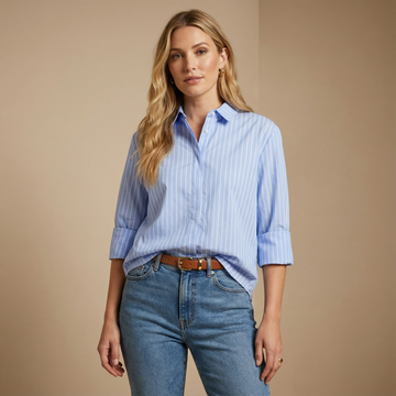 Chemise oversize rayée en coton stretch TDM50320-10