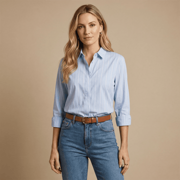 Chemise rayée coupe ample bleu ciel TDM50320-52