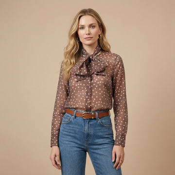 Chemise à pois col lavallière – TDM79024-7